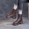 Velina™ | Orthopaedic leather boots - Brown autumn lining / 35