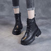 Velina™ | Orthopaedic leather boots - Black autumn lining / 35