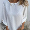Runa™ | Loose jacquard top with a round neckline - Kläder och Accessoarer - White / S