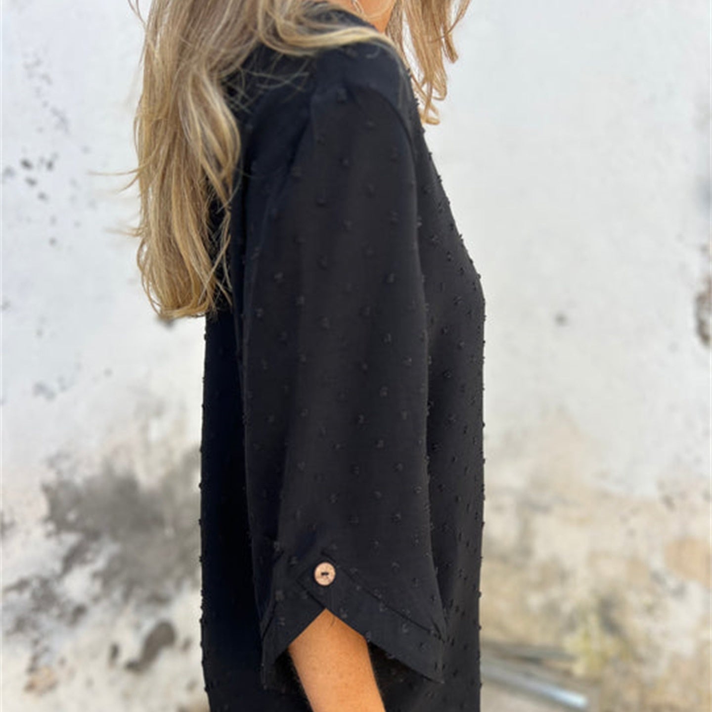 Runa™ | Loose jacquard top with a round neckline - Kläder och Accessoarer - Apricot / S