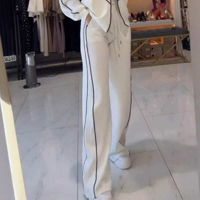 Gisselle | Striped Turtleneck Top & Wide-Leg Trousers Set