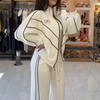 Gisselle | Striped Turtleneck Top & Wide-Leg Trousers Set