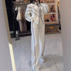 Gisselle | Striped Turtleneck Top & Wide-Leg Trousers Set