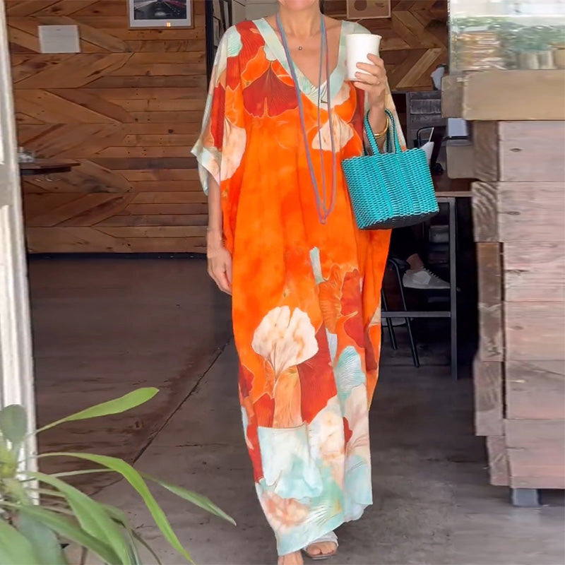 Naomy | Elegant Floral Print Kaftan Dress