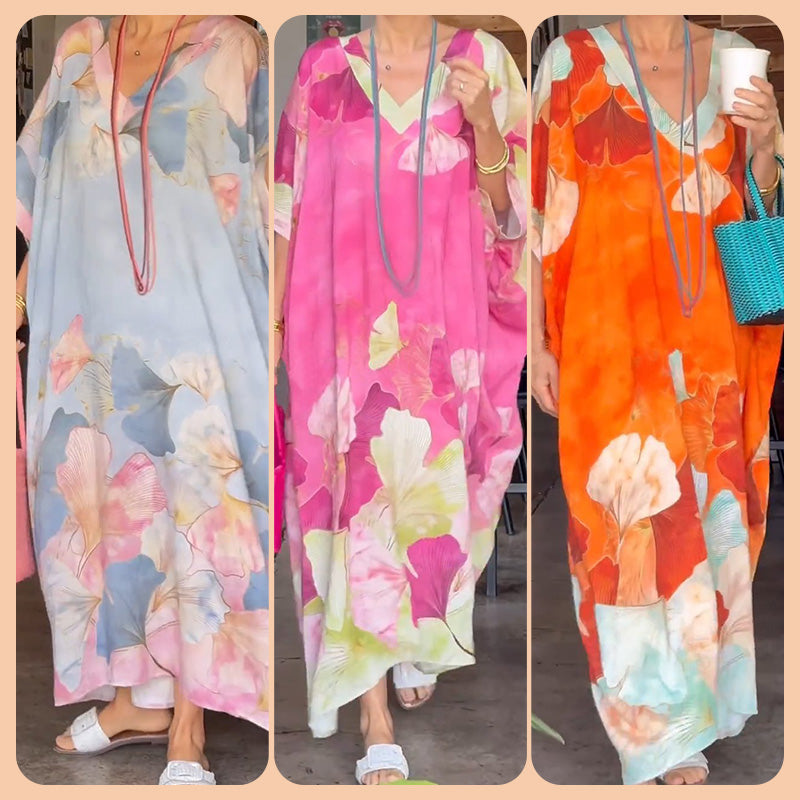 Naomy | Elegant Floral Print Kaftan Dress