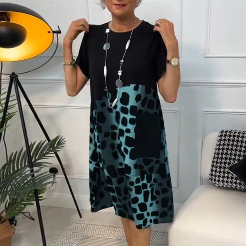 Beatrice | Loose Dress with Short Sleeves & Pattern