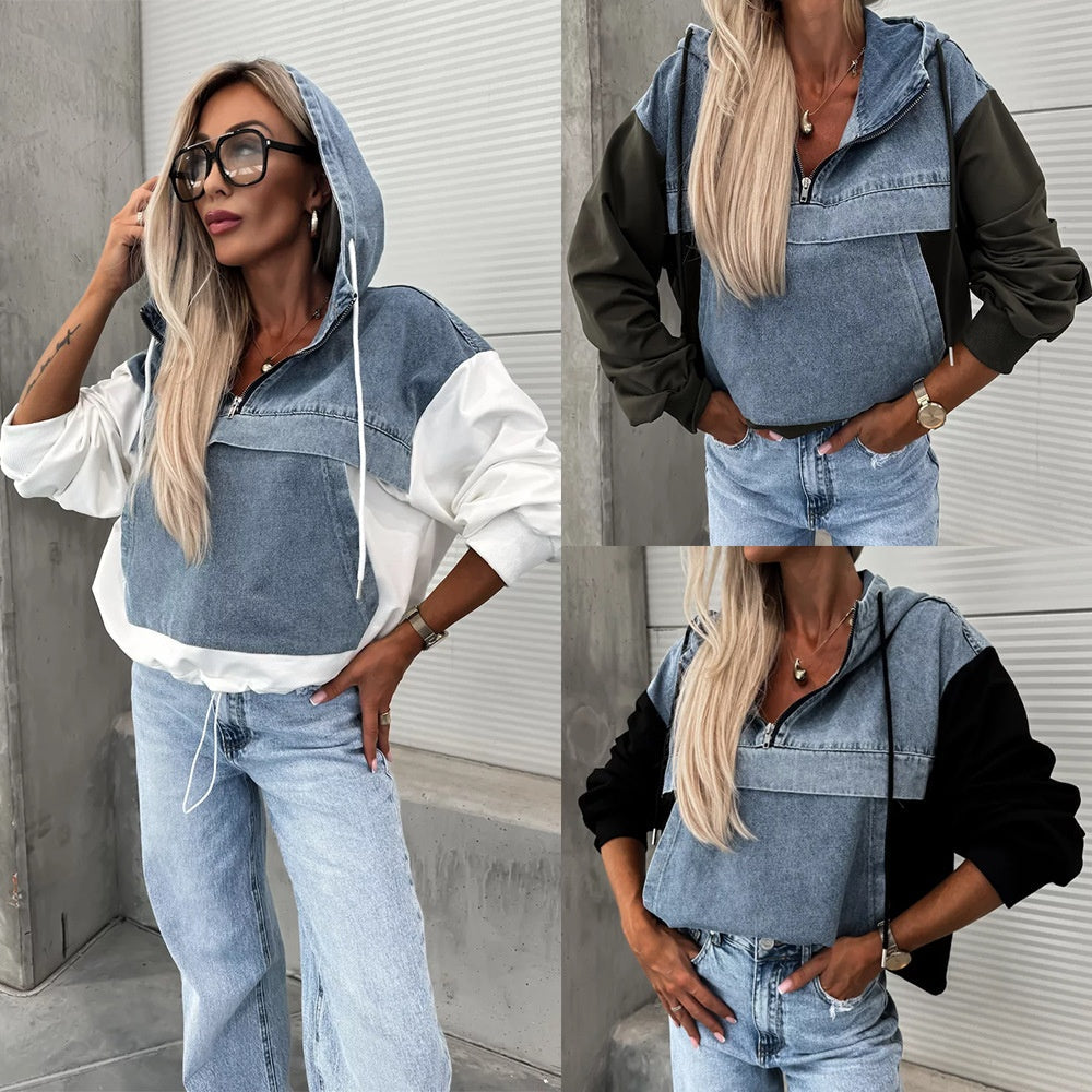 Candlie | Stylish Women's Denim Jacket with Hood and Practical Drawstrings