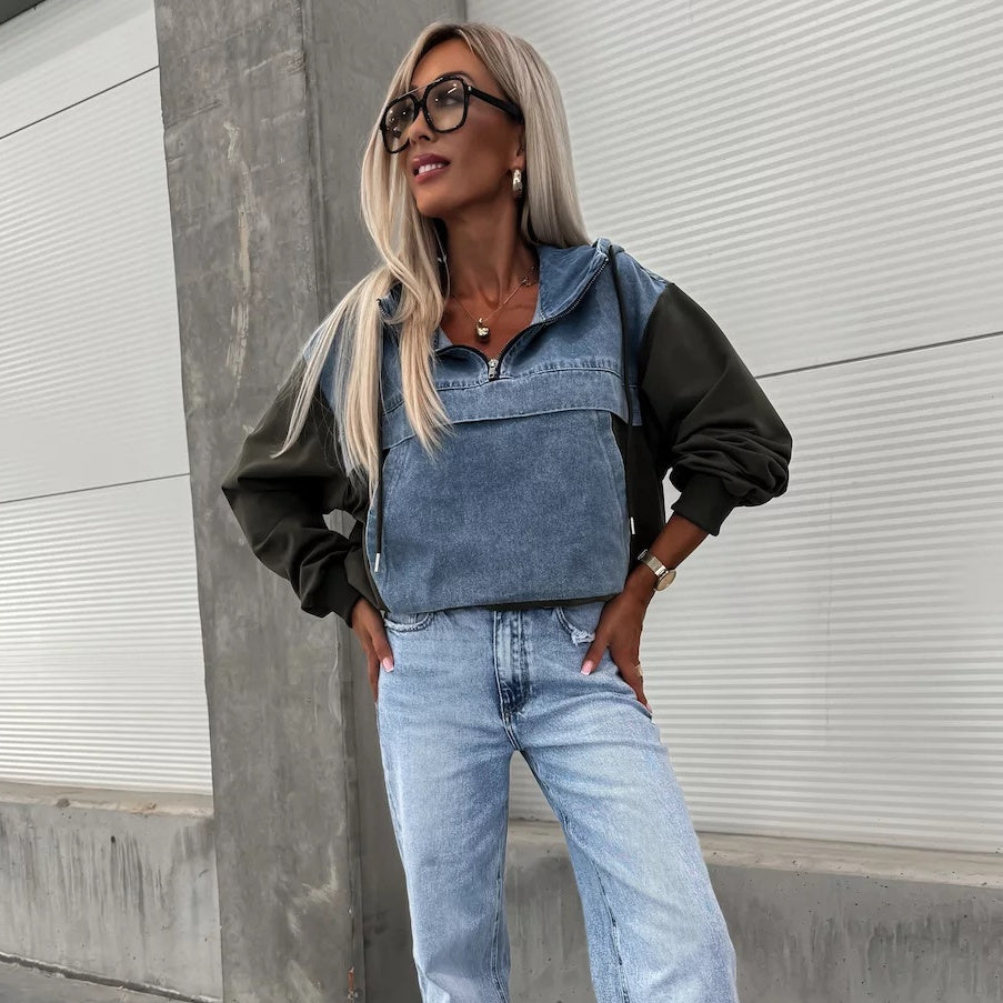 Candlie | Stylish Women's Denim Jacket with Hood and Practical Drawstrings