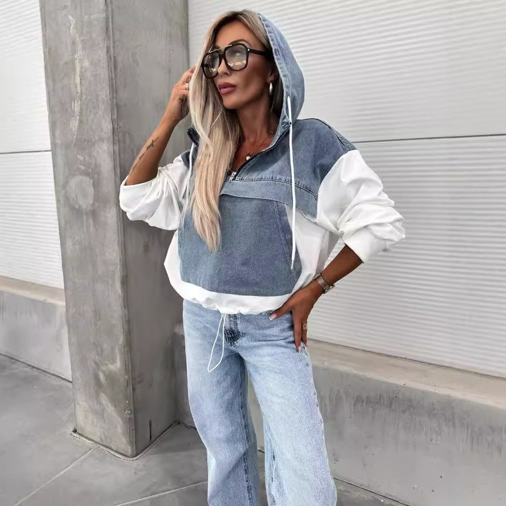 Candlie | Stylish Women's Denim Jacket with Hood and Practical Drawstrings