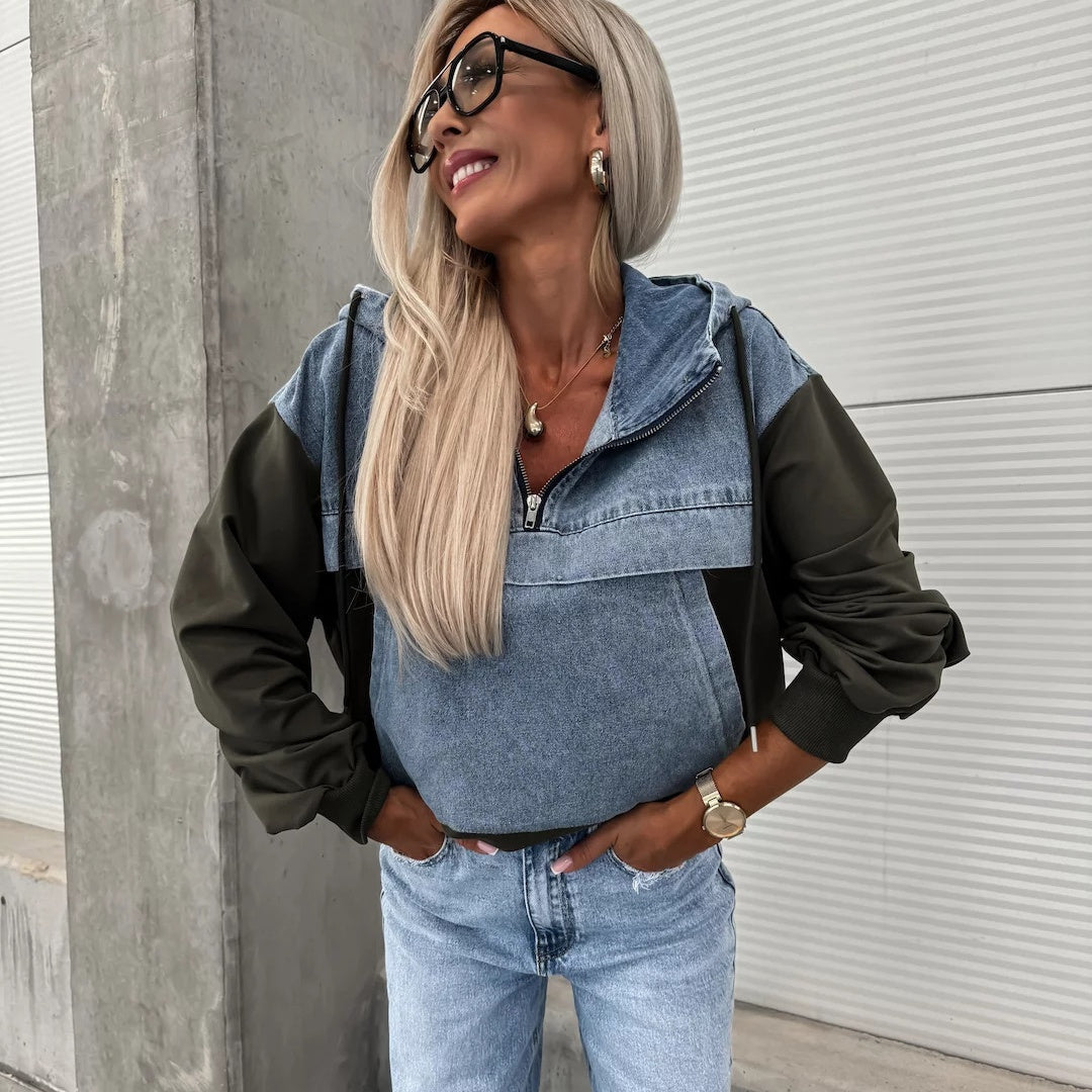 Candlie | Stylish Women's Denim Jacket with Hood and Practical Drawstrings