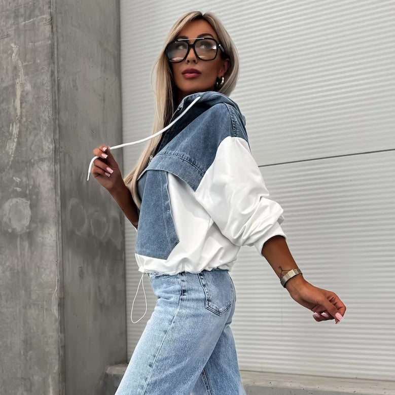 Candlie | Stylish Women's Denim Jacket with Hood and Practical Drawstrings
