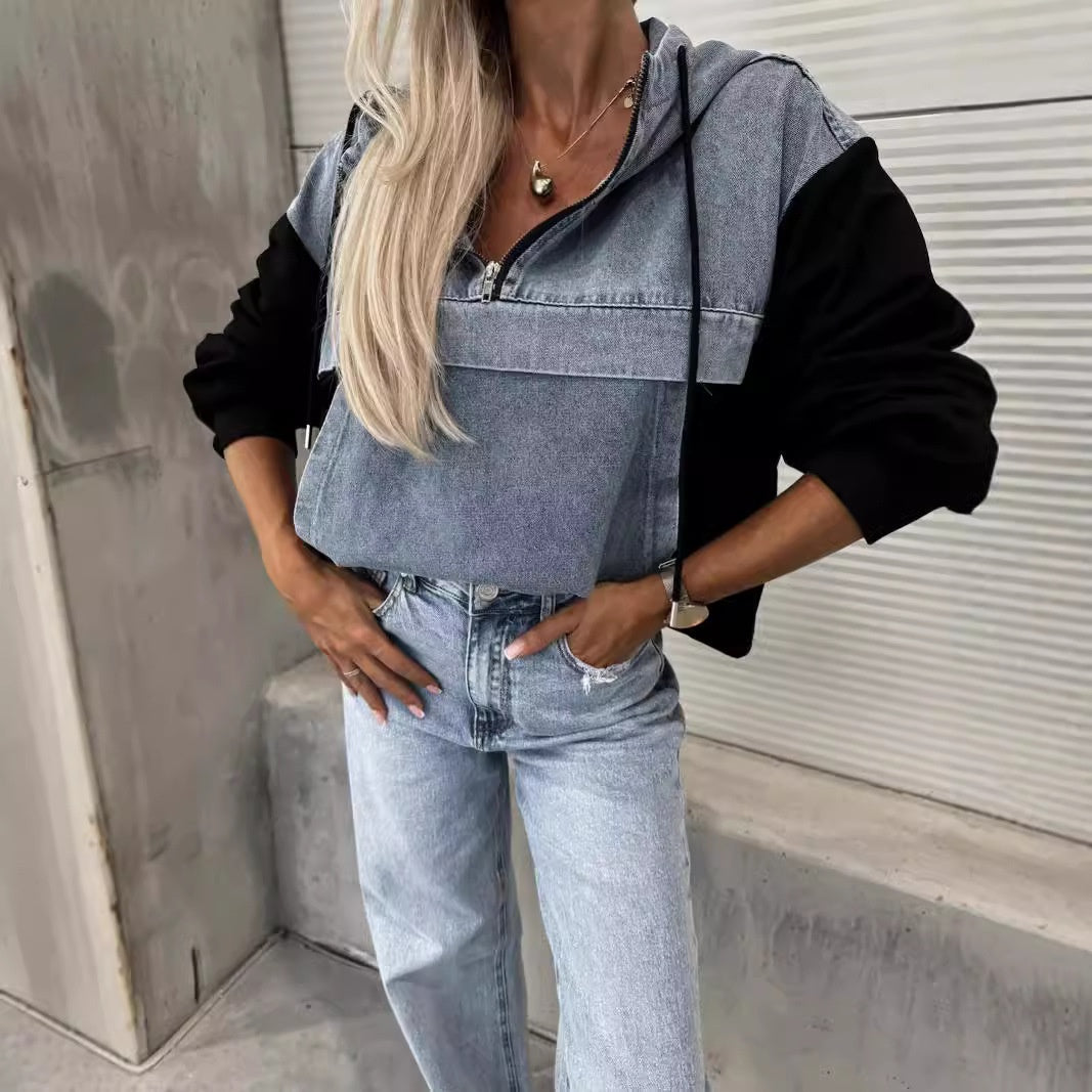 Candlie | Stylish Women's Denim Jacket with Hood and Practical Drawstrings