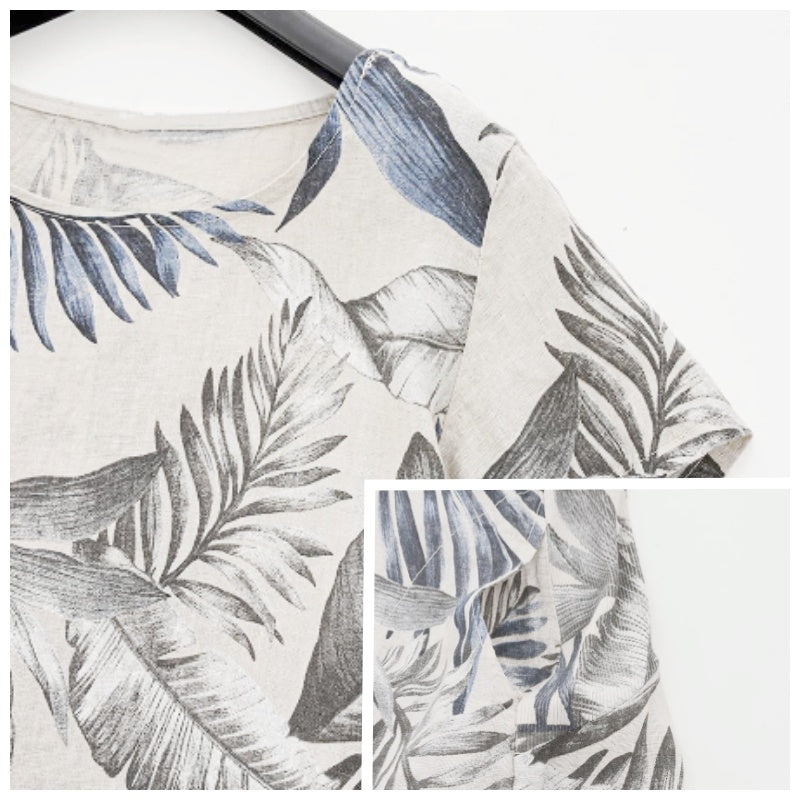 Teres | Round-Neck Dress with Botanical Print