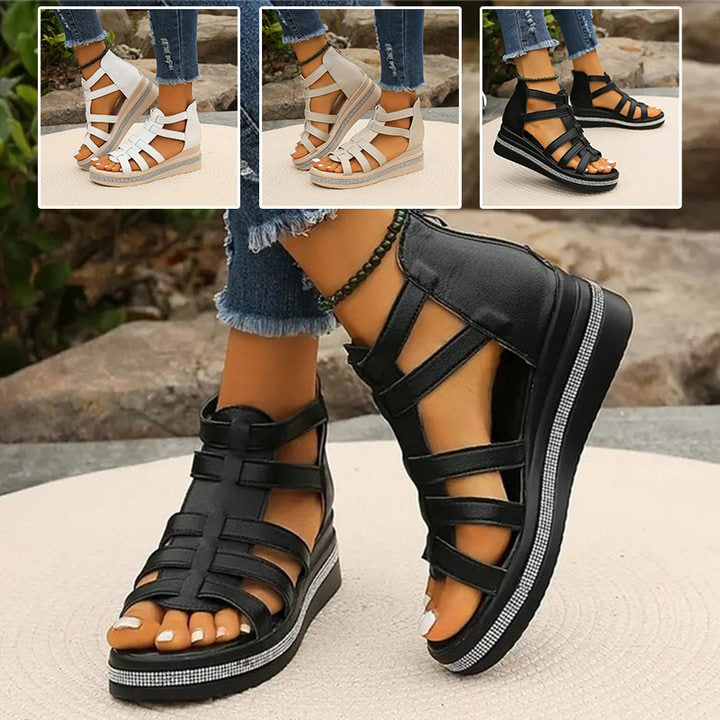 Heather | Rhinestone Chic Wedge Sandals