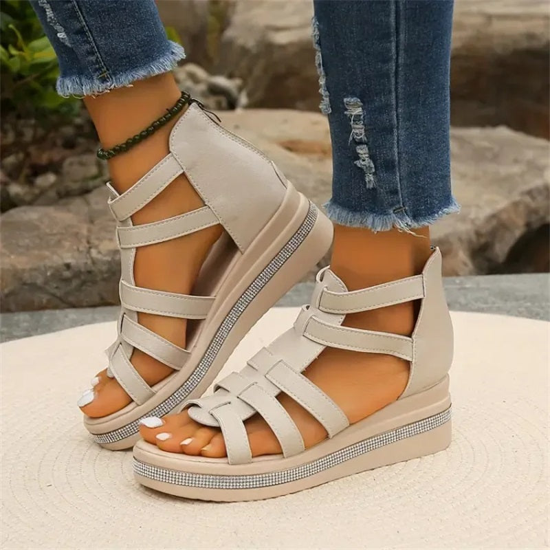 Heather | Rhinestone Chic Wedge Sandals
