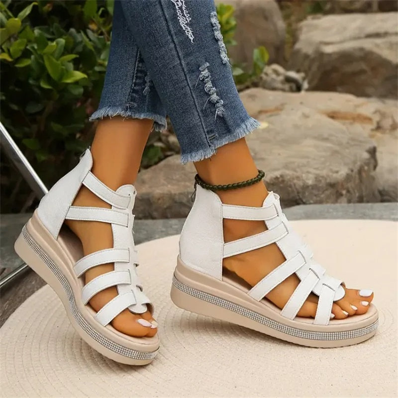 Heather | Rhinestone Chic Wedge Sandals