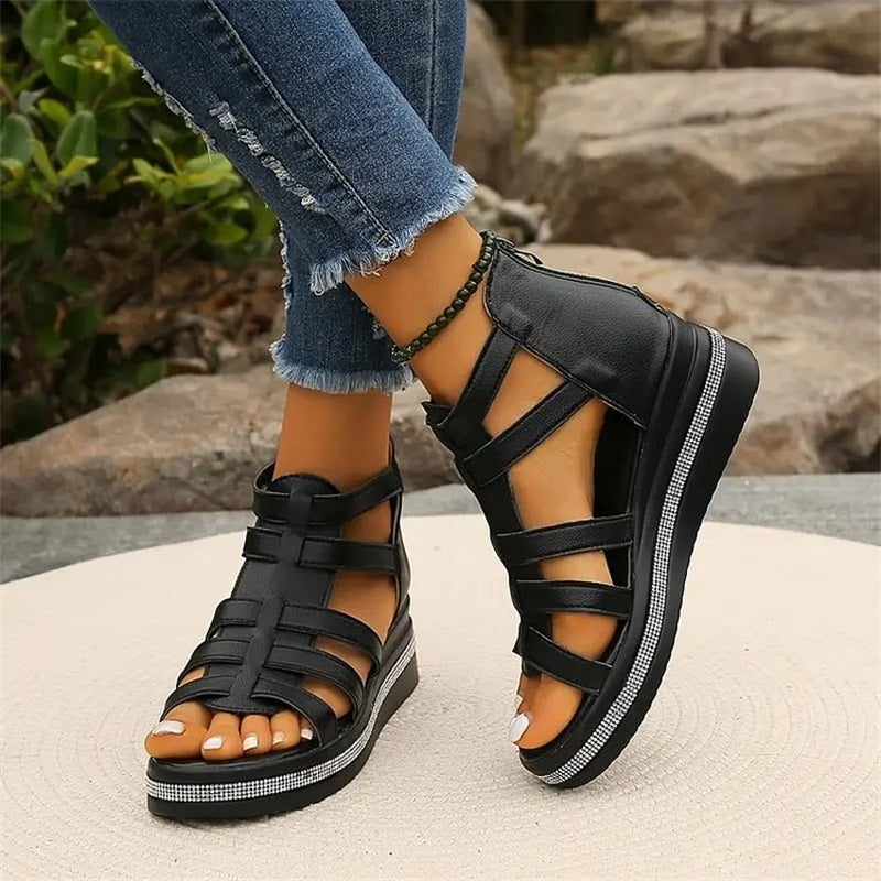Heather | Rhinestone Chic Wedge Sandals