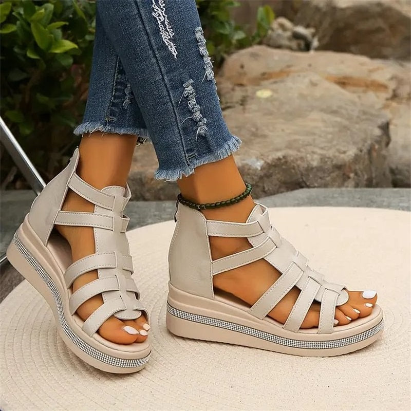 Heather | Rhinestone Chic Wedge Sandals