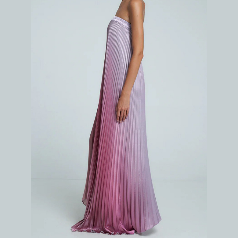 Glenda | Ombre Strapless Pleated Dress