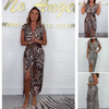 Kari | Leopard dress with deep V-neckline