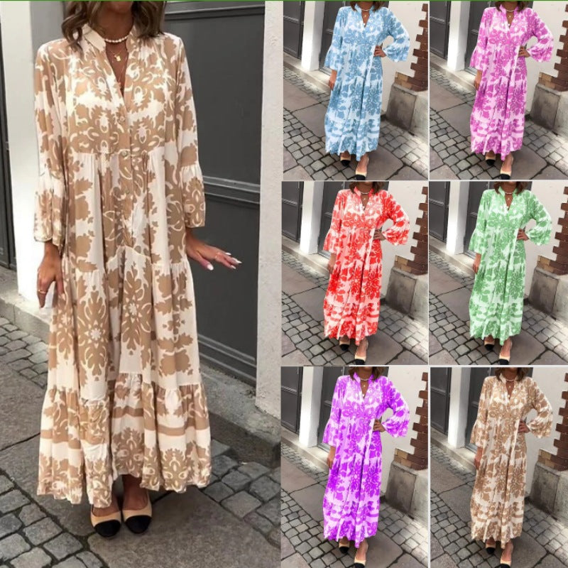 Trina | Casual Maxi Dress with Boho Print and Flowing Cut