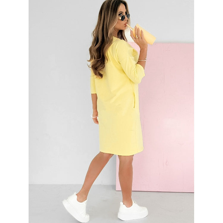 Paisley | Comfortable Dress with 3/4 Sleeves and Round Neck