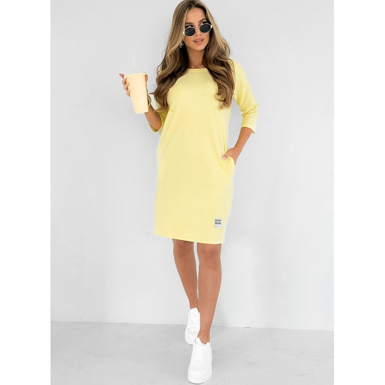 Paisley | Comfortable Dress with 3/4 Sleeves and Round Neck