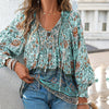 Betha | Printed Long Sleeve Shirt with V-Neck