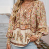 Betha | Printed Long Sleeve Shirt with V-Neck