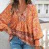 Betha | Printed Long Sleeve Shirt with V-Neck