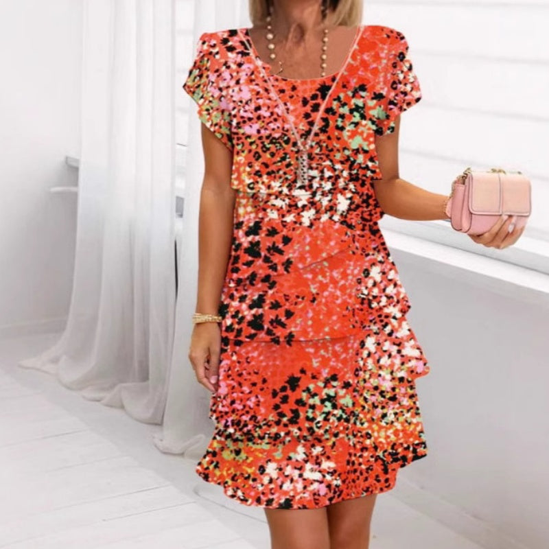 Mitsy | Colorful Sequin Dress with Leopard Print