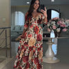Alexia | Casual Pleated Dress with V-Neck and Floral Accents