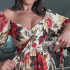 Alexia | Casual Pleated Dress with V-Neck and Floral Accents
