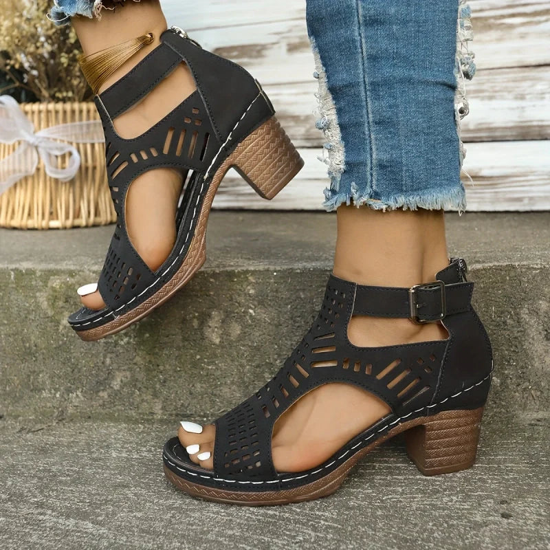 Arkianna | Elegant Sandals with Mid-Height Heel and Open-Toe Design