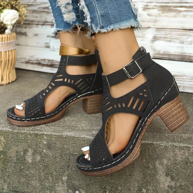Arkianna | Elegant Sandals with Mid-Height Heel and Open-Toe Design