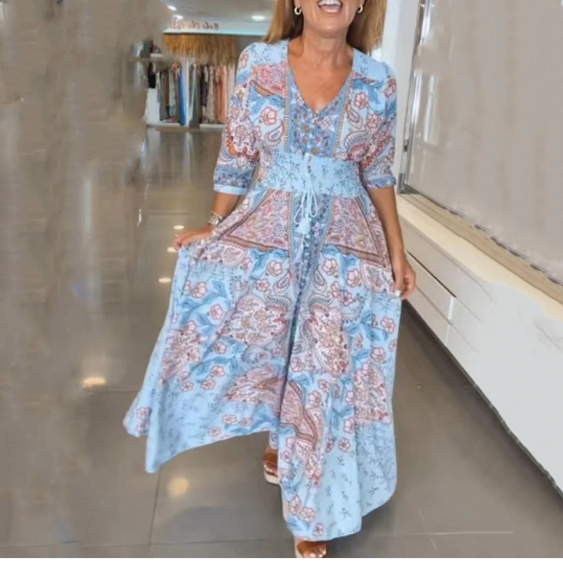 Catalina | Feminine Long Dress with Floral Design