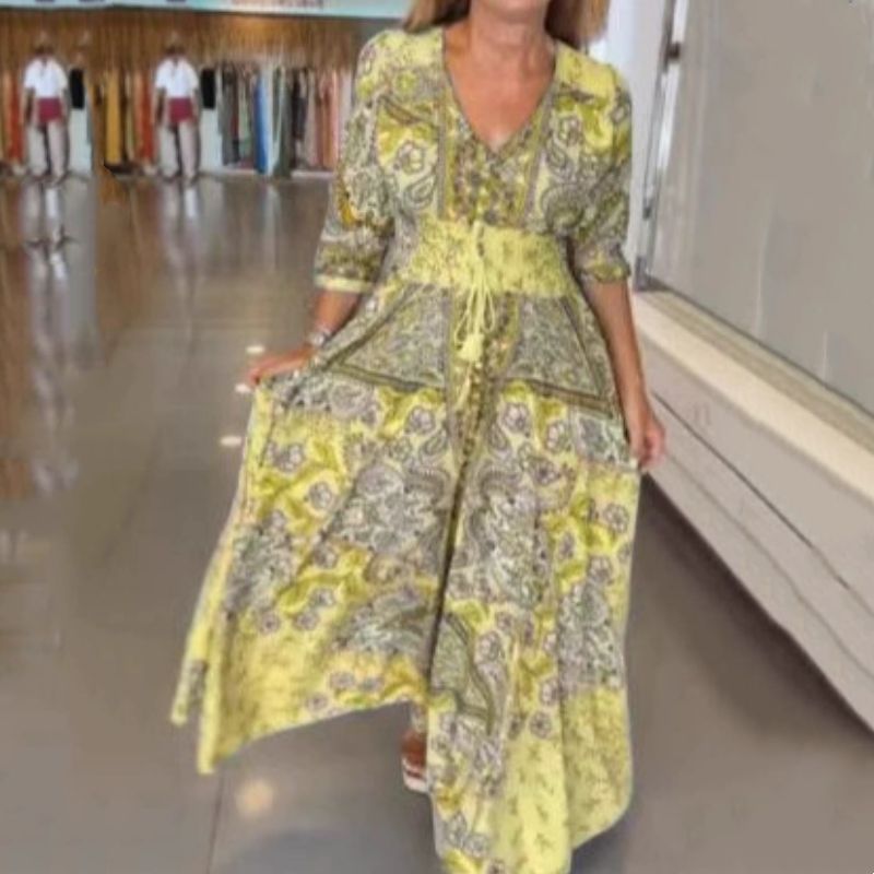 Catalina | Feminine Long Dress with Floral Design