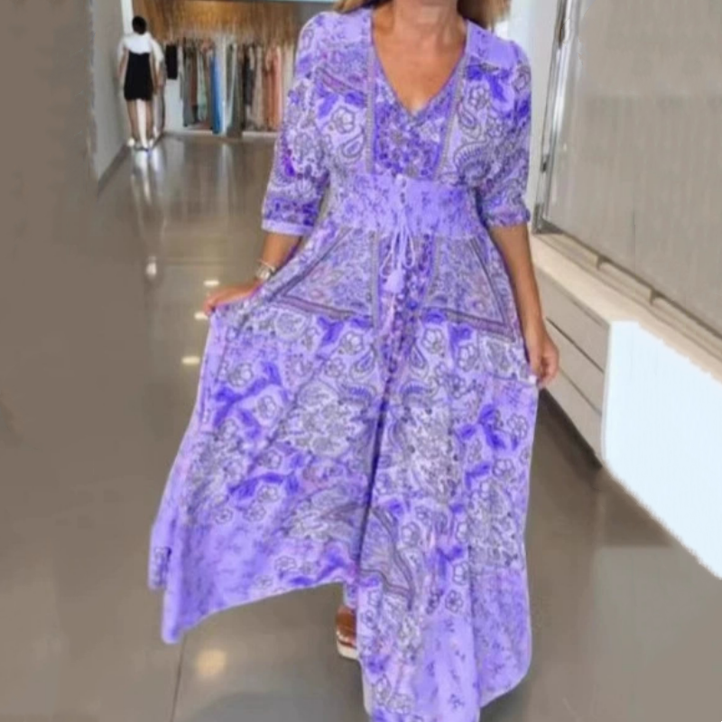 Catalina | Feminine Long Dress with Floral Design