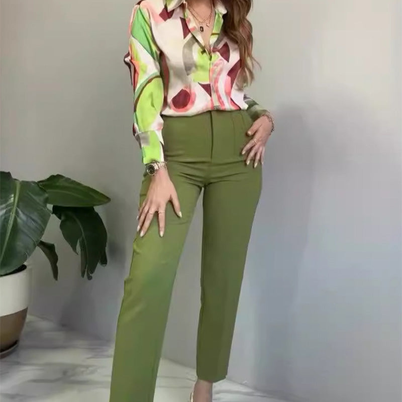 Ashley | Casual 2-Piece Printed Shirt and Trousers Set