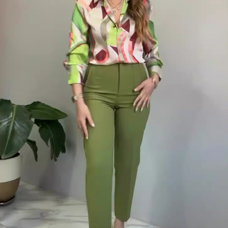 Ashley | Casual 2-Piece Printed Shirt and Trousers Set