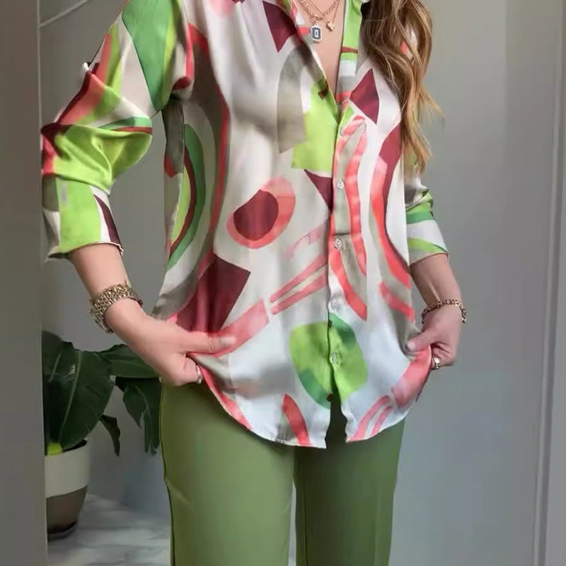 Ashley | Casual 2-Piece Printed Shirt and Trousers Set