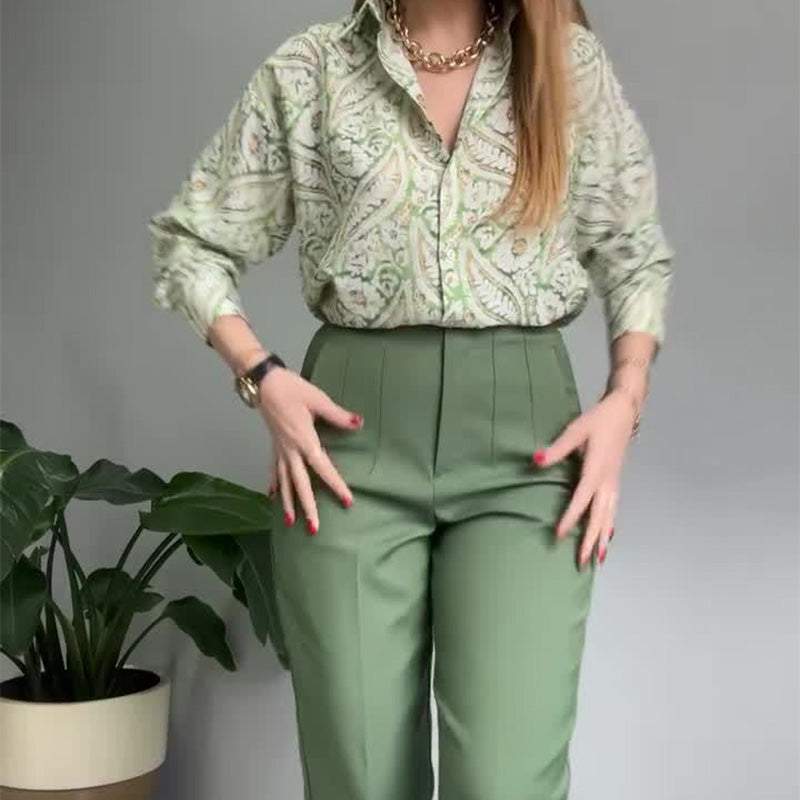 Ashley | Casual 2-Piece Printed Shirt and Trousers Set