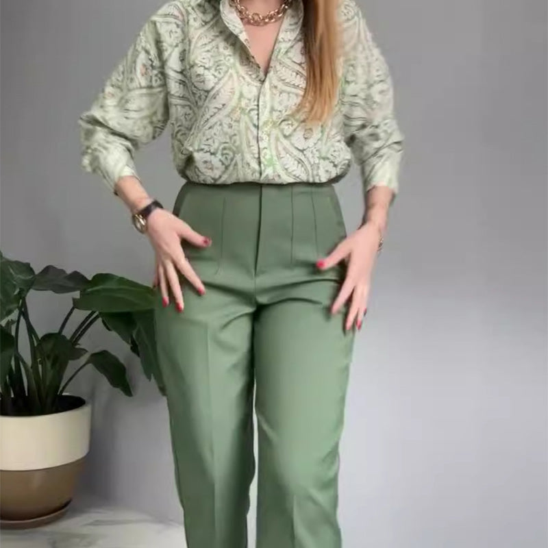 Ashley | Casual 2-Piece Printed Shirt and Trousers Set