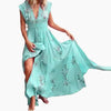 Ivory | Sleeveless Floral Embroidered Maxi Dress with Slit