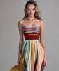 Pola | Strapless Multi-Coloured Pleated Maxi Dress