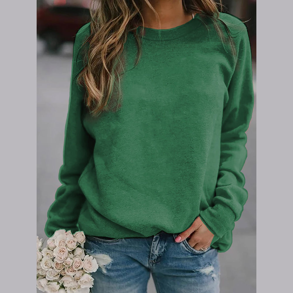Stella™ - Stylish, comfortable sweatshirt with a round neckline - Green / S