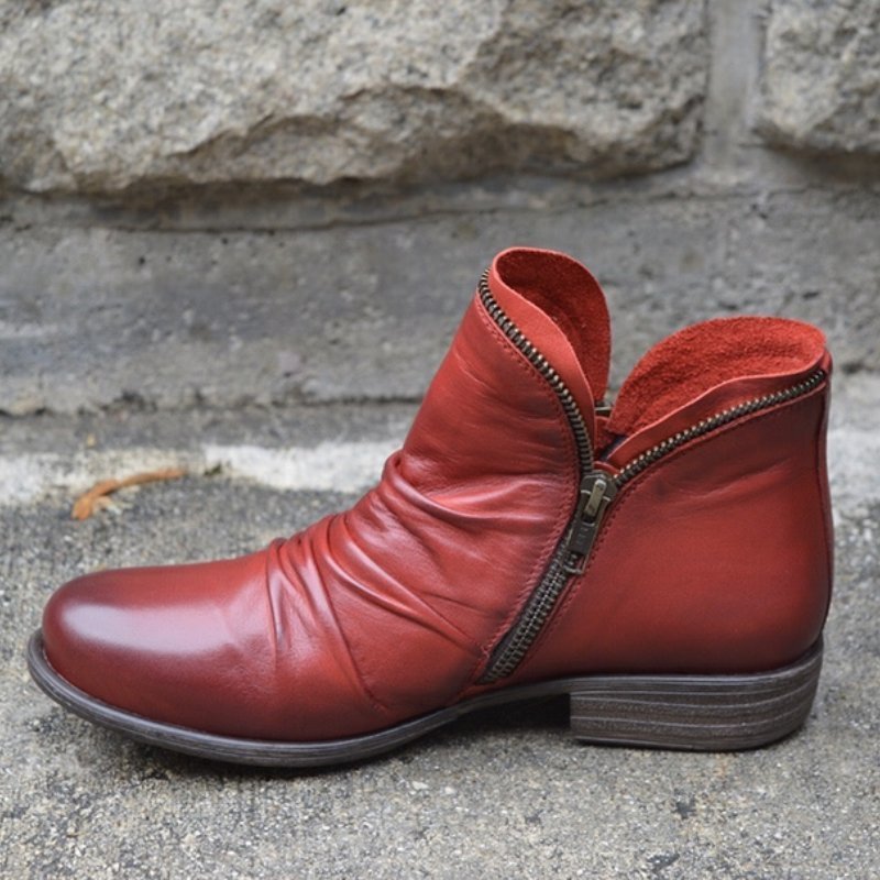 Tamina™ | Stylish leather boots - 2075-D - Vin Red / 35