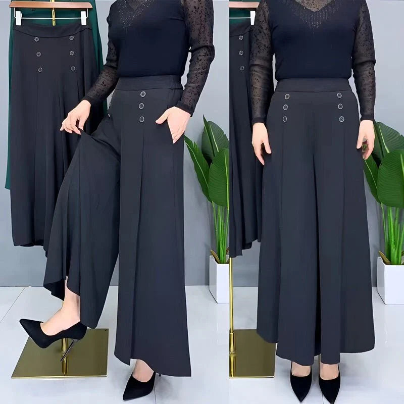 Nina™ | Elegant wide-leg trousers - Black / XS