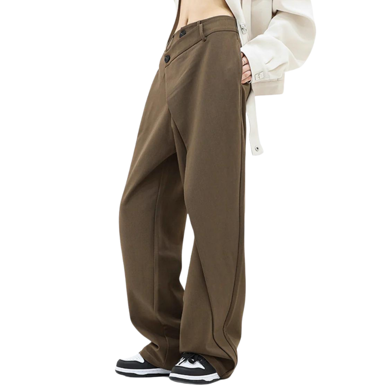 Naila™ | Asymmetric casual trousers - Black Xiala / XS