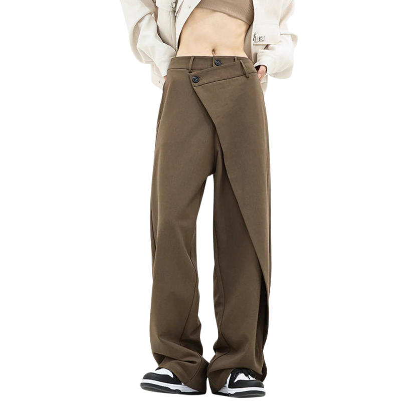 Naila™ | Asymmetric casual trousers - Light brown Xiala / XS